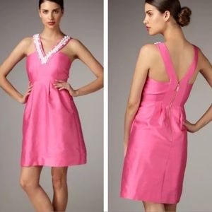 Kate Spade Jana Silk Shell Beaded Barbie Pink Dress Pockets Beach Coastal 2